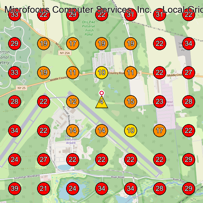 Microfocus Computer Services, Inc. GeoGrid visibility map for Computer Repair Service in None
